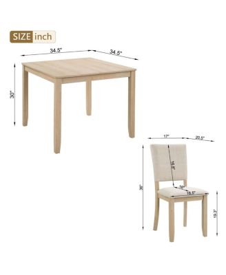 5-Piece Dining Table Set for 4, Small Kitchen Table and Chairs Set, Modern Wooden Dining Set for Apartment or Breakfast Nook