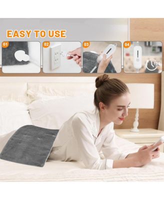 12''x24'' Grey Weighted Electric Heating Pad for Pain Relief, Machine Washable with 3 Heat Settings ,Heating pad for Neck and Shoulder, Knee