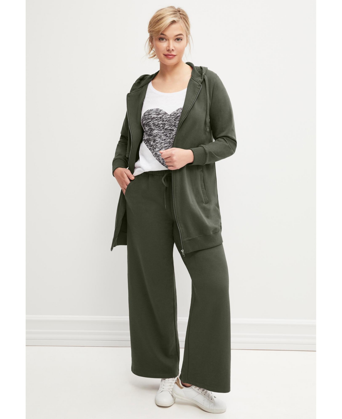 ellos Women's Wide Leg French Terry Sweatpant