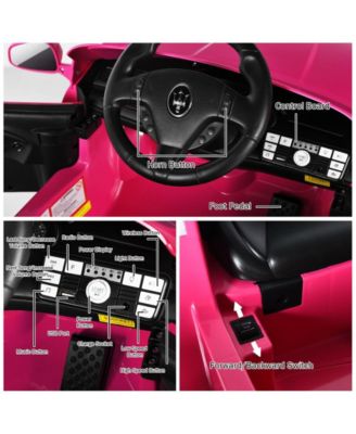12V Kids Ride-On Car with Remote Control and Lights-Pink