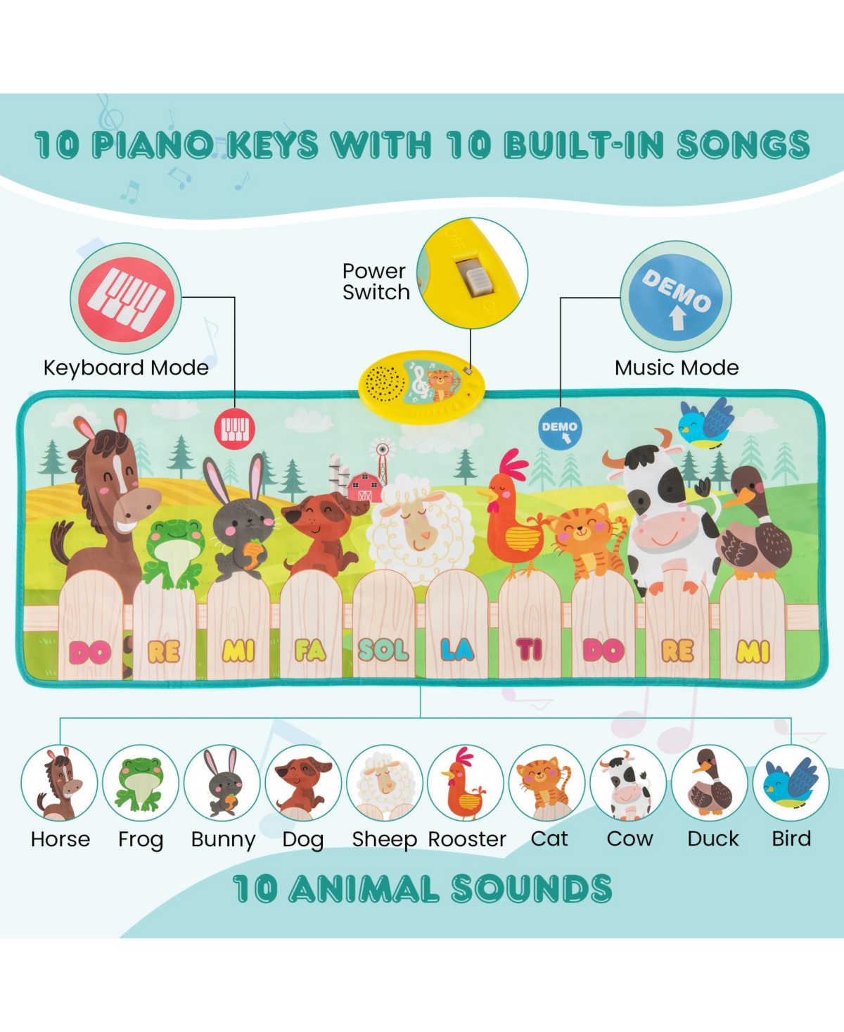 Kids Musical Mat Indoor Outdoor Animal Farm Piano