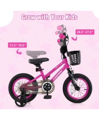 12" Kid s Bike with Training Wheels Adjustable Handlebar & Seat Handbrake