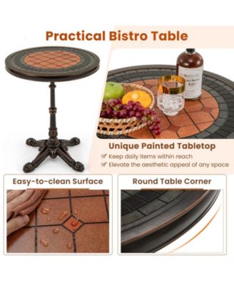32" Patio Dining Table with 1.6" Umbrella Hole & Lid DPC Tabletop for Backyard