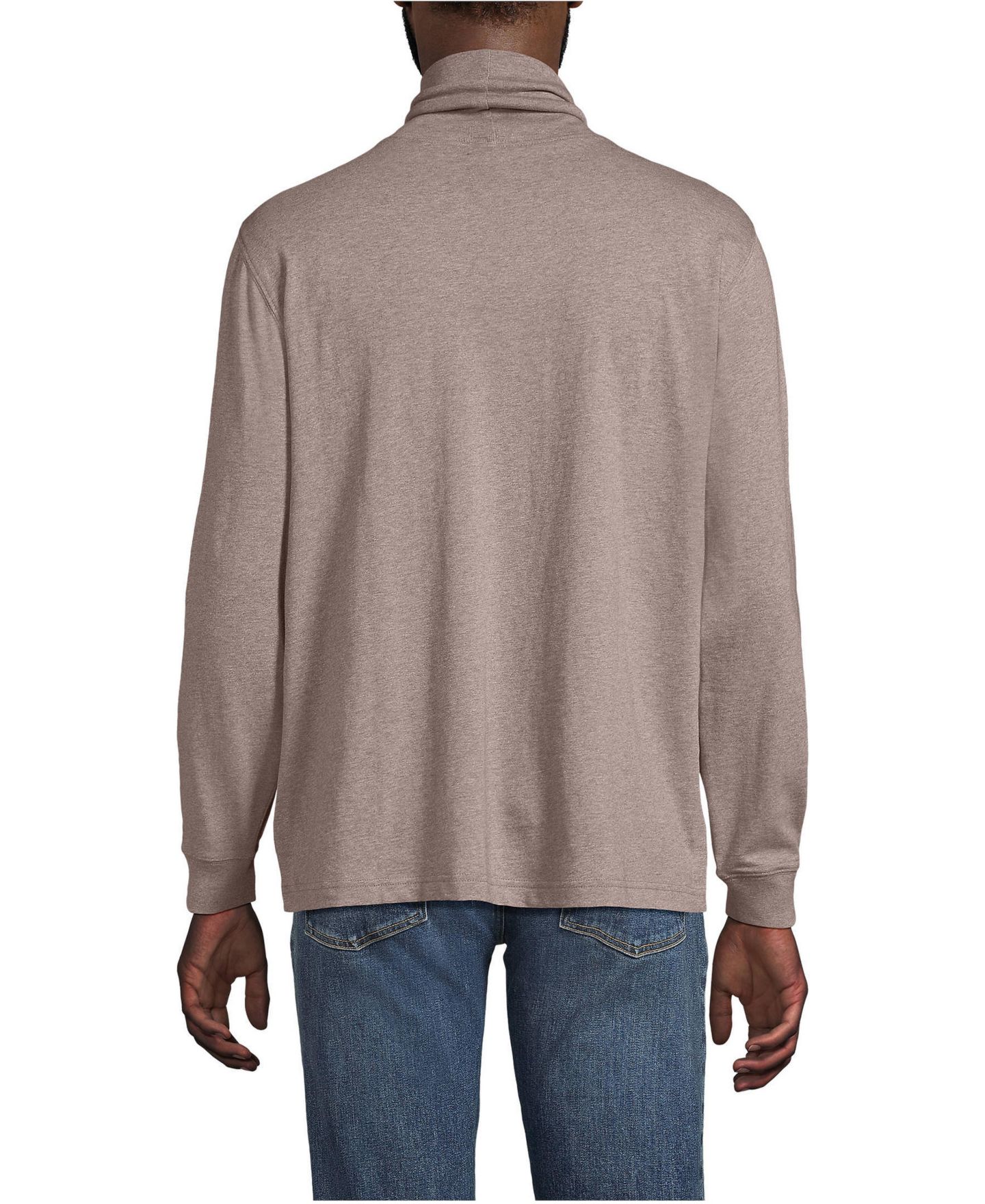 Мужская футболка Lands' End Super-T Turtleneck, цвет: Светлый меланжевый — фото 3