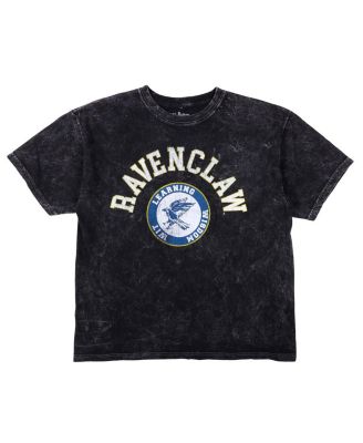 Men's Ravenclaw Varsity Black Vintage Mineral Wash Crew Neck Short Sleeve T-shirt