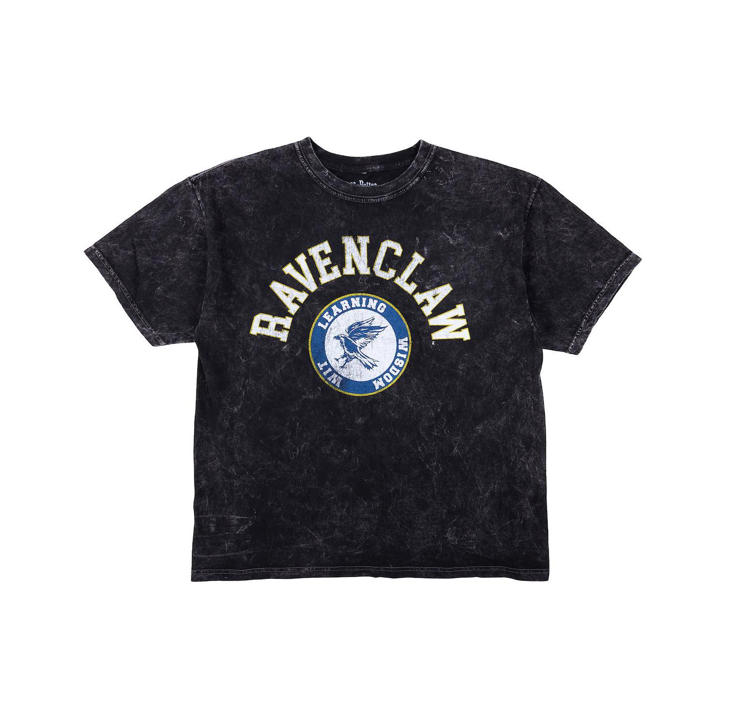Men's Ravenclaw Varsity Black Vintage Mineral Wash Crew Neck Short Sleeve T-shirt