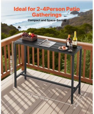 Patio Dining Bar Table 47 x 15" with Waterproof Surface for Outdoor Use