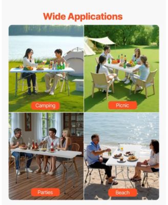 1Pc HDPE, Carbon Steel Portable Folding Table