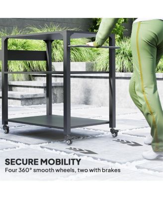 Patio Grill Cart with Storage Rack and Prep Space for BBQ