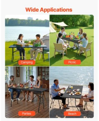 Lightweight 6 Ft Portable Folding Table with Handle for Easy Transport
