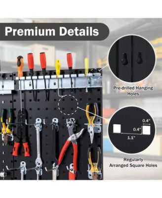 Wall-Mounted Pegboard Kit with 3 Pegboards for Garage Workshop-Black