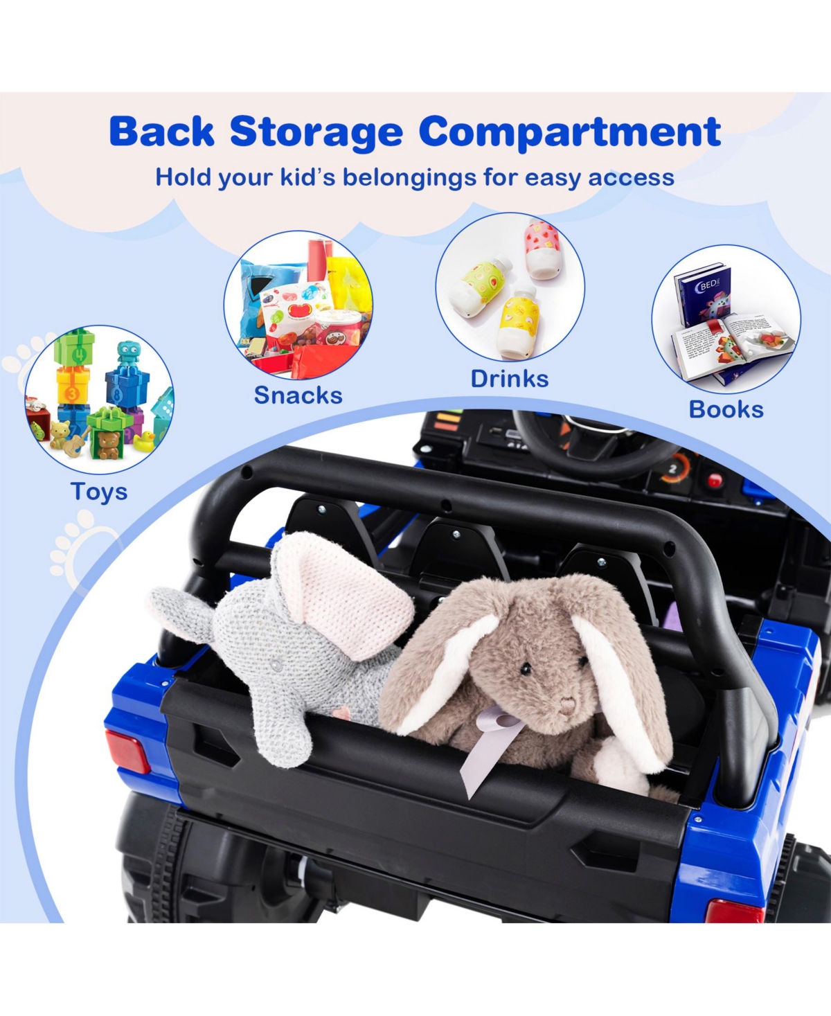 Sugift 12V Battery Powered Electric Vehicle with Remote Control and 3