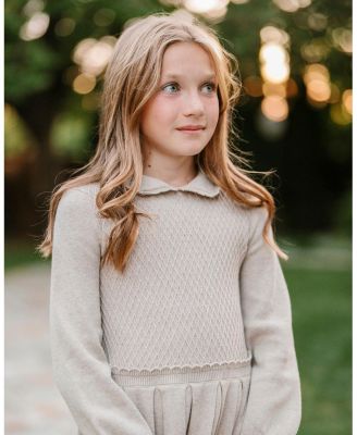 Toddler Girls Organic Peter Pan Collar Scallop Trim Sweater Dress