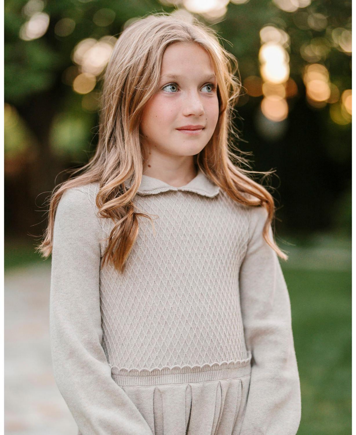 Hope & Henry Toddler Girls Organic Peter Pan Collar Scallop Trim Sweater Dress