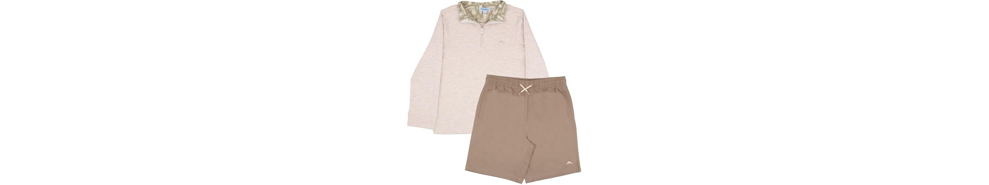 Tommy Bahama Boys Long Sleeve Quarter Zip Shirt and Short Outfit Set