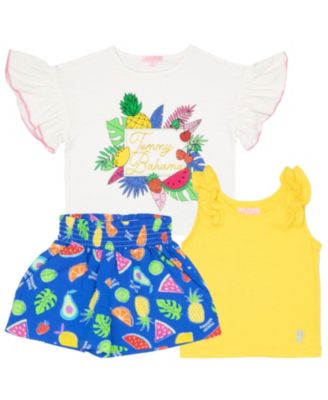Girls 3 Piece Grpahic T-Shirt, Tank Top and Shorts Summer Set