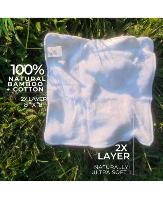 Let Glow Bamboo + Cotton Facial Cleansing Cloths, 2-Pack with Mesh Wash Bag