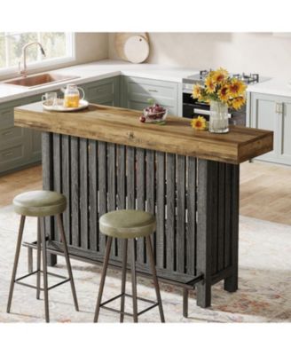 Kitchen Island with 2-Tier Storage, 63-Inch Modern Kitchen Cart with Footrest,Modern Table