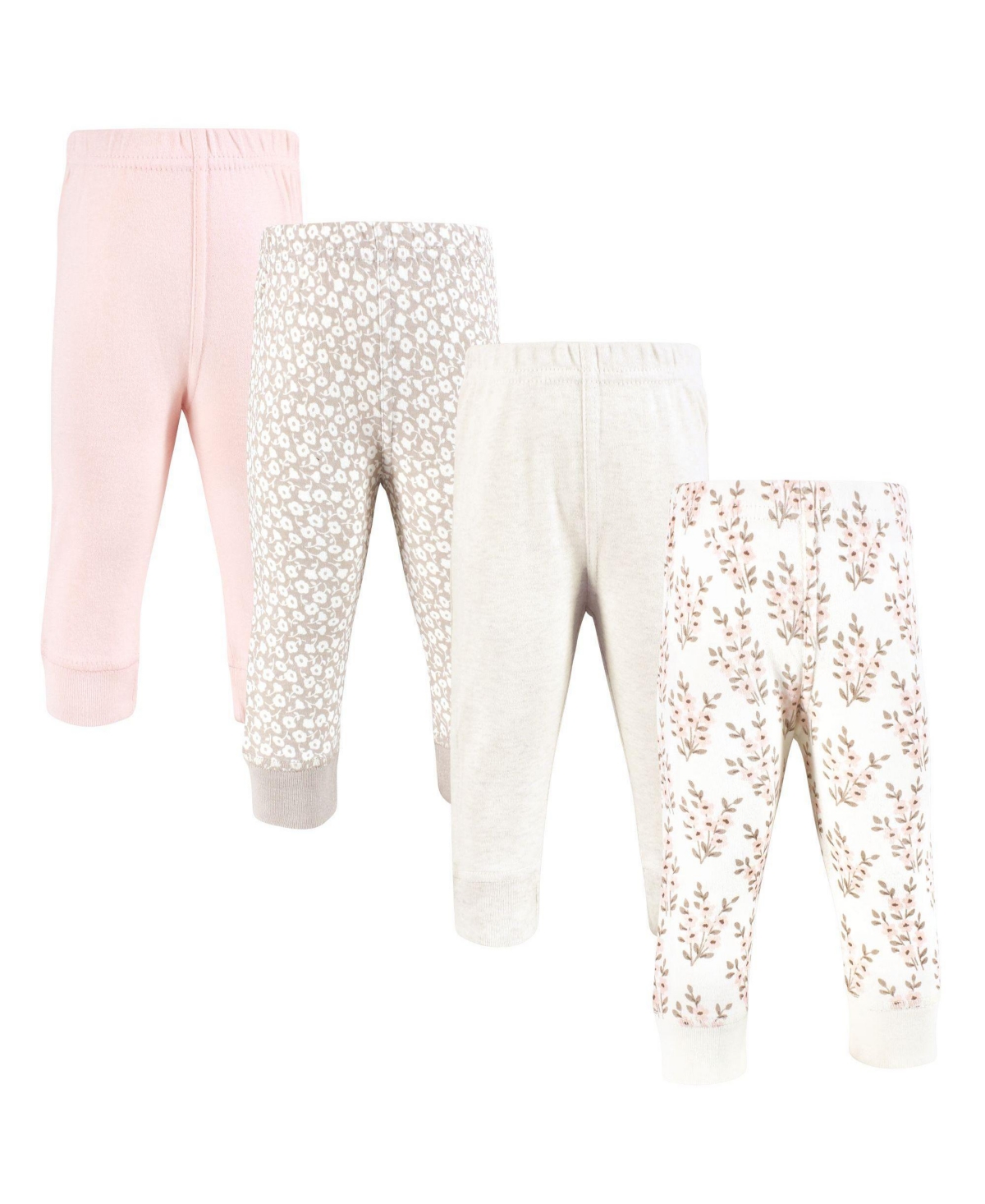 Hudson Baby Toddler Girls Cotton Pants and Leggings, Pink Taupe Florals