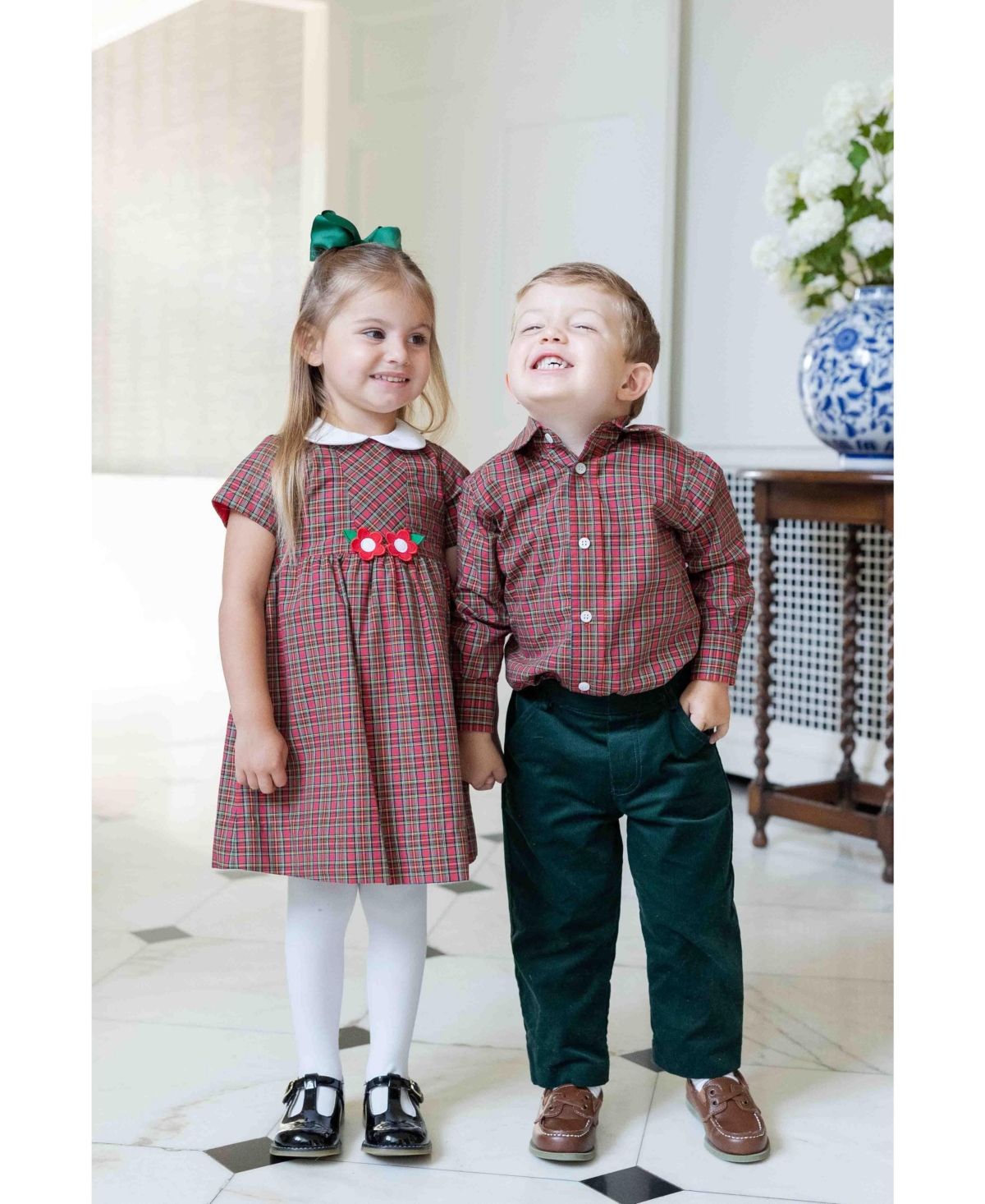 Florence Eiseman Toddler Girls Plaid Dress With Flowers