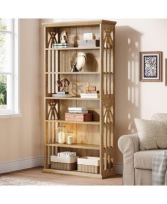 6-Tier Kitchen Pantry, 75-Inch Tall Pantry Cabinet, Large Freestanding Storage Shelves, Wood Pantry Organizer