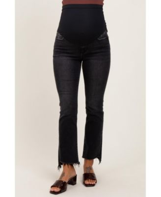 Maternity Washed Raw Hem Crop Flare Jeans