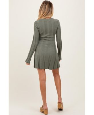 Maternity Olive Wide Rib Mini Sweater Dress