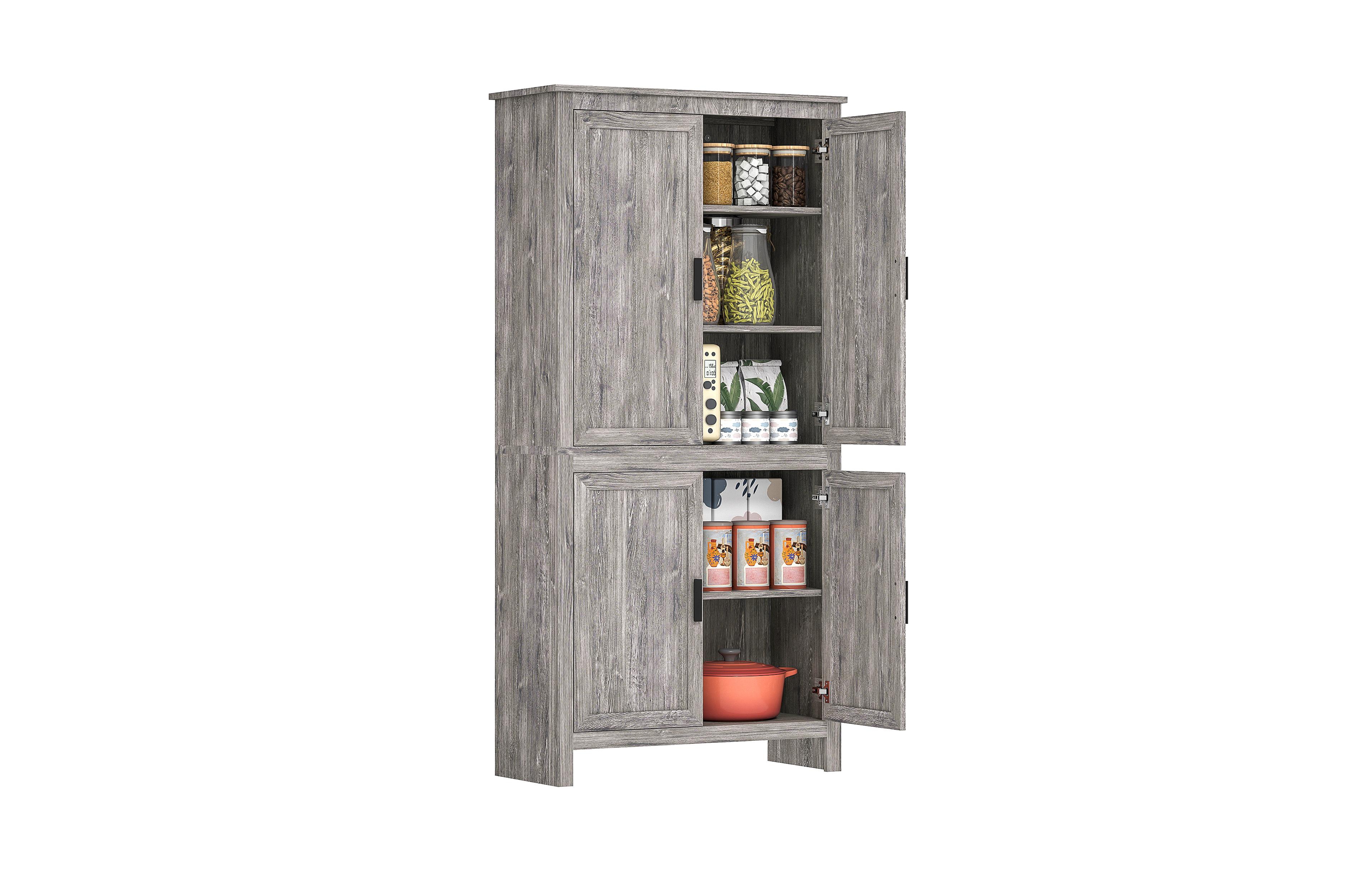 Homcom 64" Freestanding Kitchen Pantry Food Storage Cabinet with Shelves