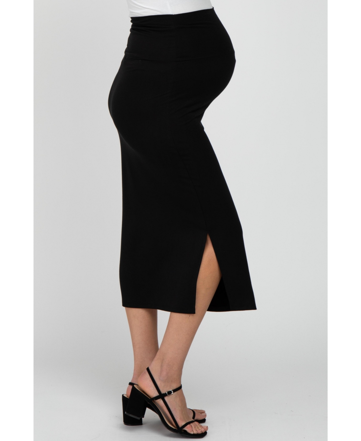 Pinkblush Maternity Solid Side Slit Midi Skirt