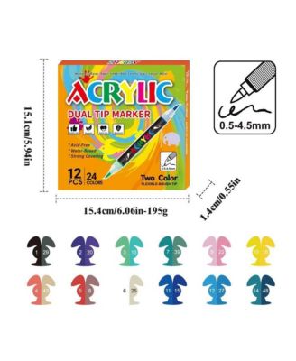 Double-Headed Two-Color Straight Liquid Acrylic Marker Pen, Art Painting Pen, Painting Graffiti Pen for Rock Painting, Canvas and Glass