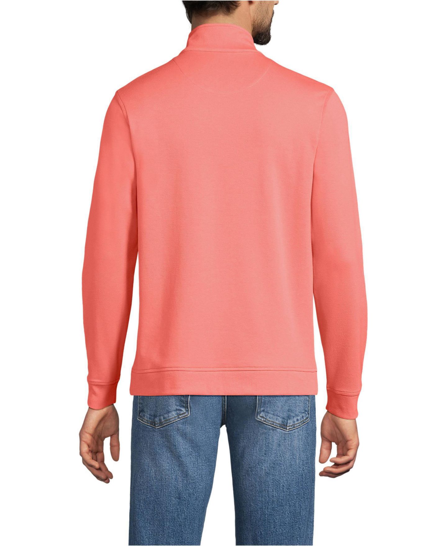 Мужские свитшоты Lands' End Long Sleeve Travel Kit Pique Quarter Zip Sweatshirts, цвет: Коралловый глиняный — фото 2