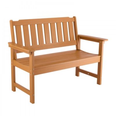 Wood-Look Weatherproof Plastic Bench for Patio or Garden