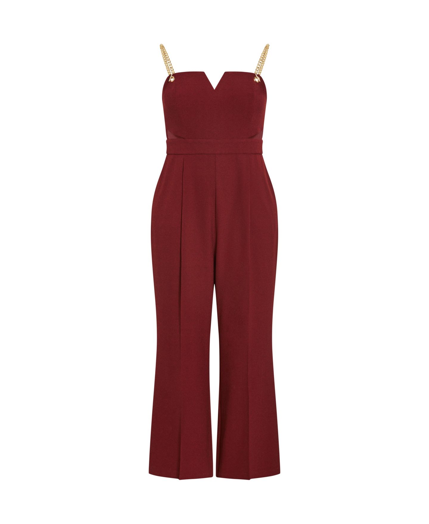 Женский комбинезон CITY CHIC Plus Size Ann Chain Sleeveless Wide Leg Jumpsuit, цвет: Тёмно-бордовый — фото 4