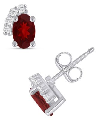 Gemstone and Diamond Earrings (1/10 ct. t.w.) in 10k White Gold (also in 10k Yellow Gold)