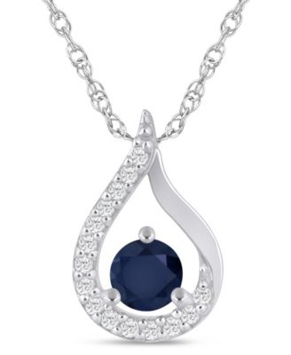Gemstone and Diamond Halo Pendant Necklace (1/6 ct. t.w.) in 10k White Gold (also in 10k Yellow Gold)