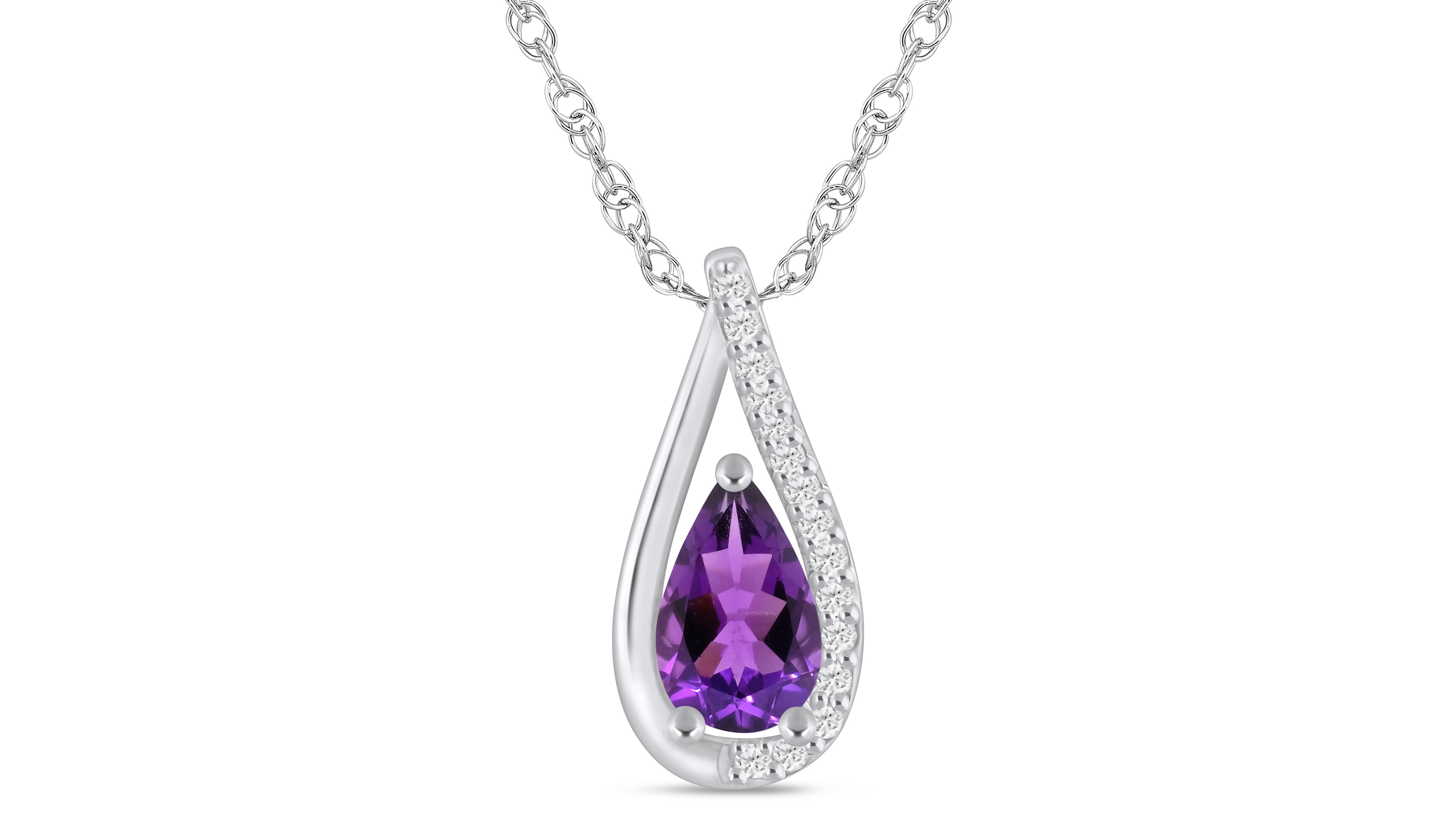 Macy's Gemstone and Diamond Pendant Necklace (1/10 ct. t.w.) 10k White Gold (also Yellow Gold)