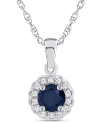 Gemstone and Diamond Halo Pendant Necklace (1/20 ct. t.w.) in 10k White Gold 