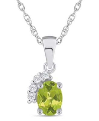 Gemstone and Diamond Pendant Necklace (1/20 ct. t.w.) in 10k White Gold (also 10k Yellow Gold)