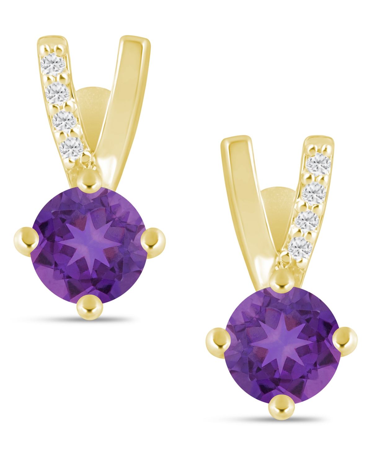 Macy's Gemstone and Diamond Earrings (1/20 ct. t.w.) 10k White Gold (also Yellow Gold)