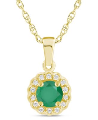 Gemstone and Diamond Halo Pendant Necklace (1/20 ct. t.w.) in 10k White Gold 