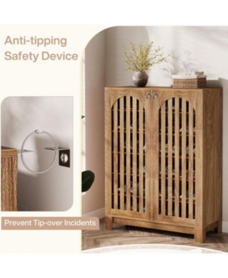 Shoe Cabinet with Airy Doors, 6-Tier Entryway Shoe Storage Rack Organizer with Adjustable Shelves