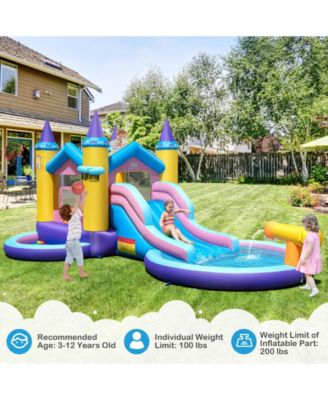 6-in-1 Inflatable Kids Water Park with 735W Blower