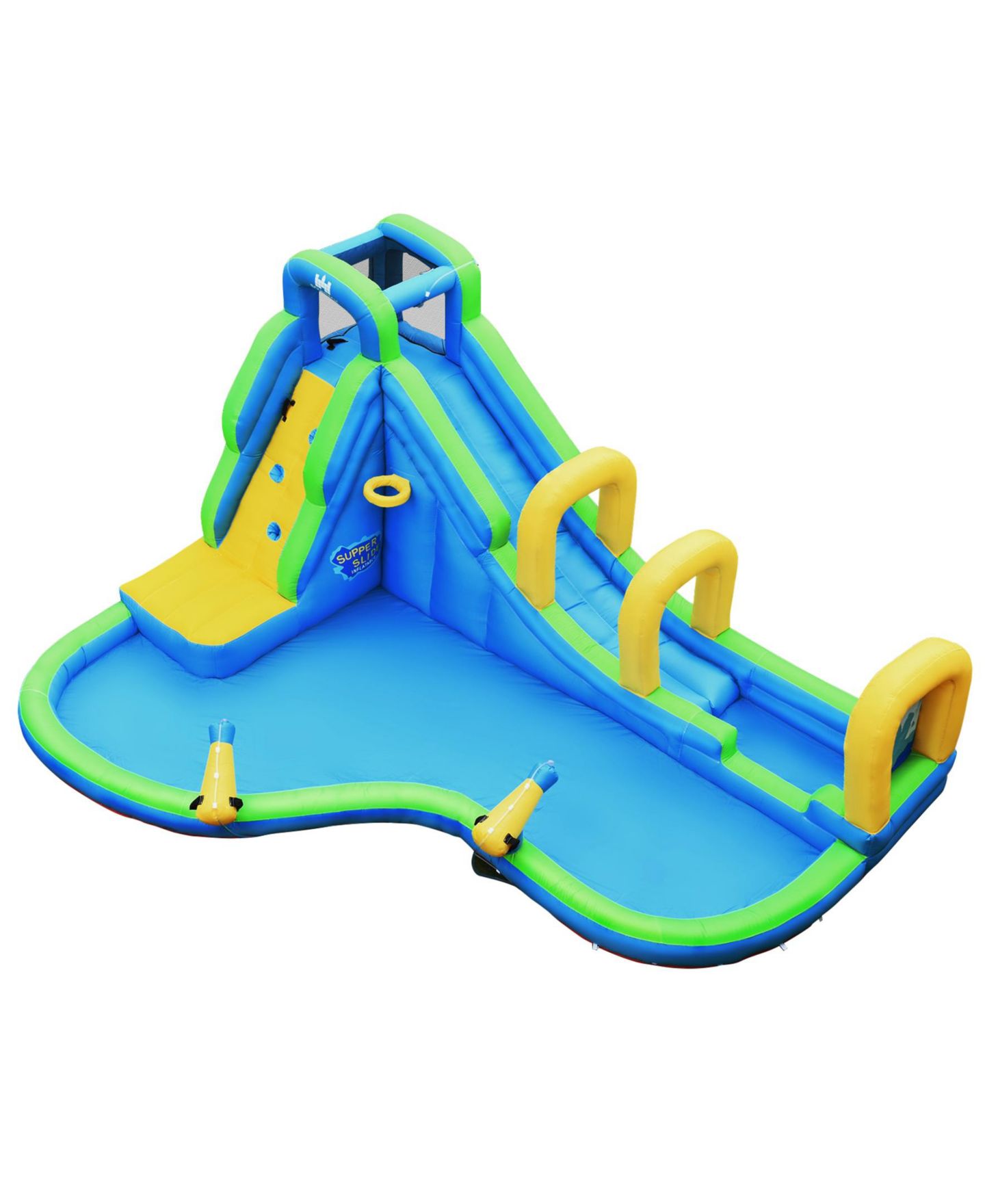 Детская игрушка SUGIFT Inflatable Water Slide Bounce House with Climbing Wall & Water Cannons, Accommodates Up To 4 Kids, Ages 4-12, цвет: Синий — фото 9