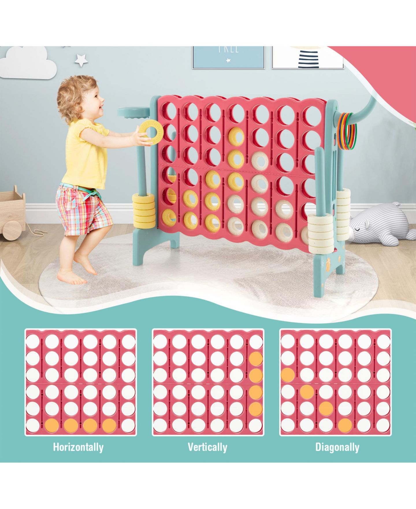 Детская настольная игра SUGIFT 3-in-1 4-in-a-Row Connect Board Game, Ages 3+, цвет: Красный — фото 8