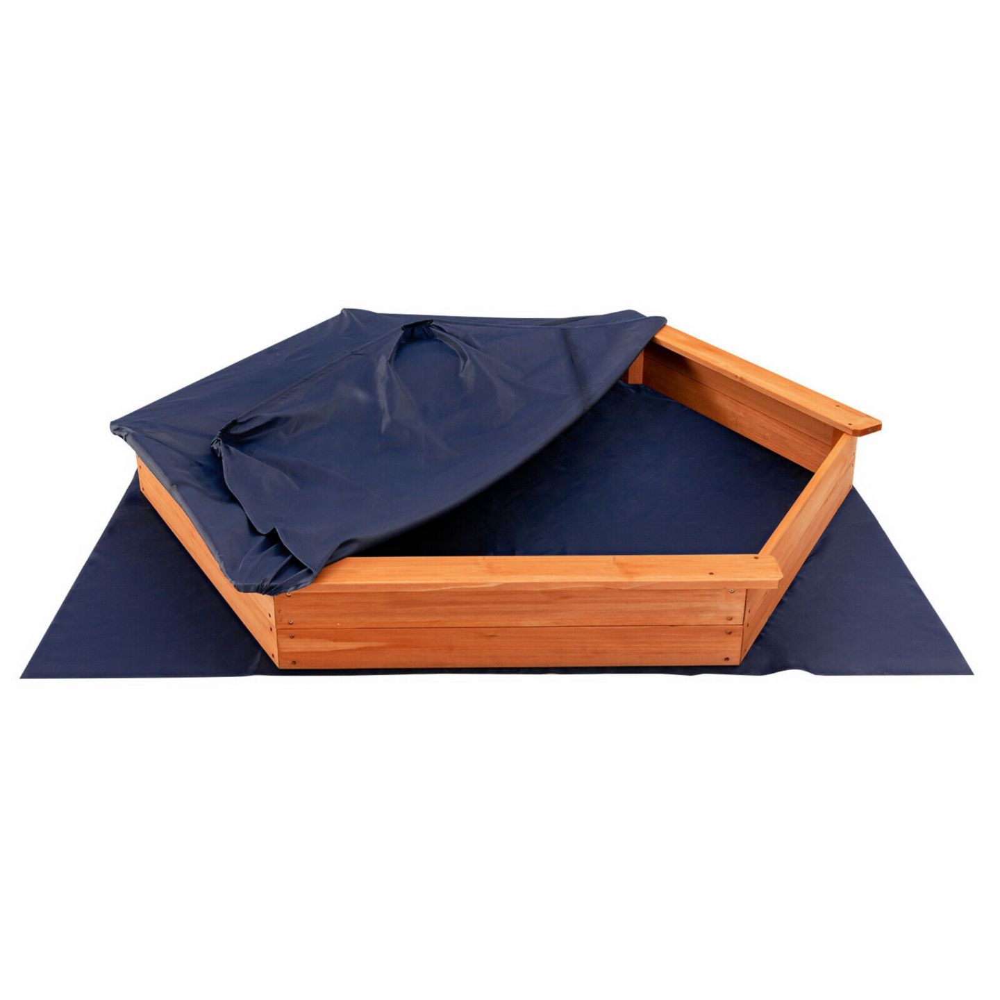 Детская игрушка SUGIFT Hexagon Cedar Sandbox With Seat Boards, 800-lb Capacity, Ages 3+, цвет: Натуральный — фото 6