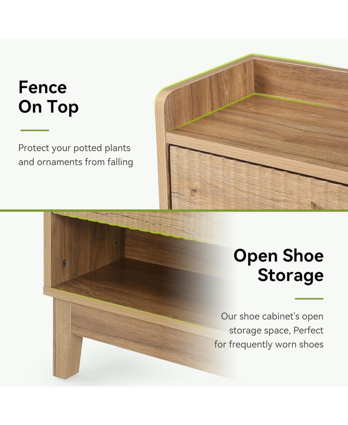 Tribesigns Narrow Shoe Cabinet with 2 Flip Drawers, Hidden Shoe Storage with Open Shelf, 31.5" Wide