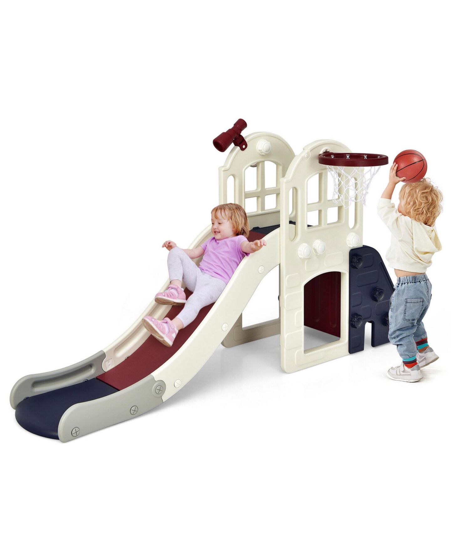Детский игровой набор SUGIFT 6-in-1 Large Climber Slide Playset, Supports Up to 110 lbs., Ages 3+, цвет: Бежевый — фото 5