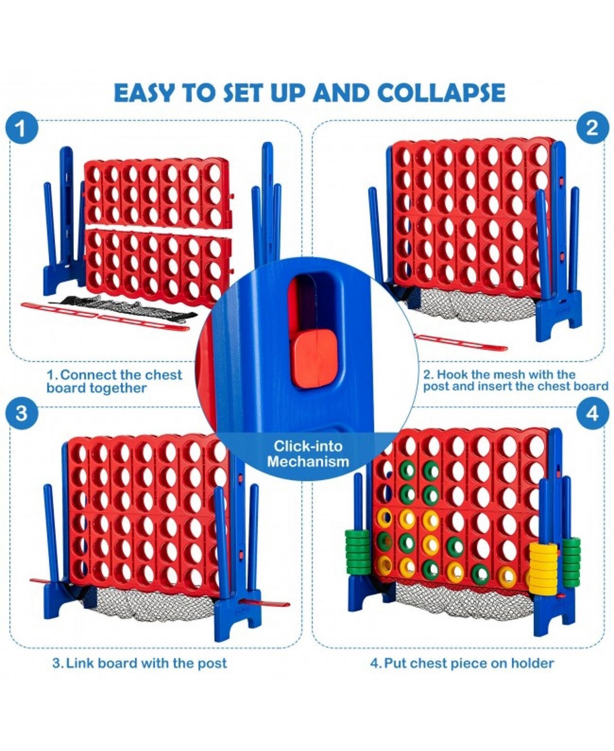 Sugift 4-to-Score Giant Game Set with Net Storage-Blue