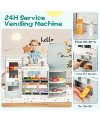 Wooden Kids Grocery Store Playset Pretend Play Supermarket