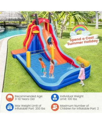 5-in-1 Inflatable Bounce House with 2 Water Slides and Large Splash Pool With 950W Blower